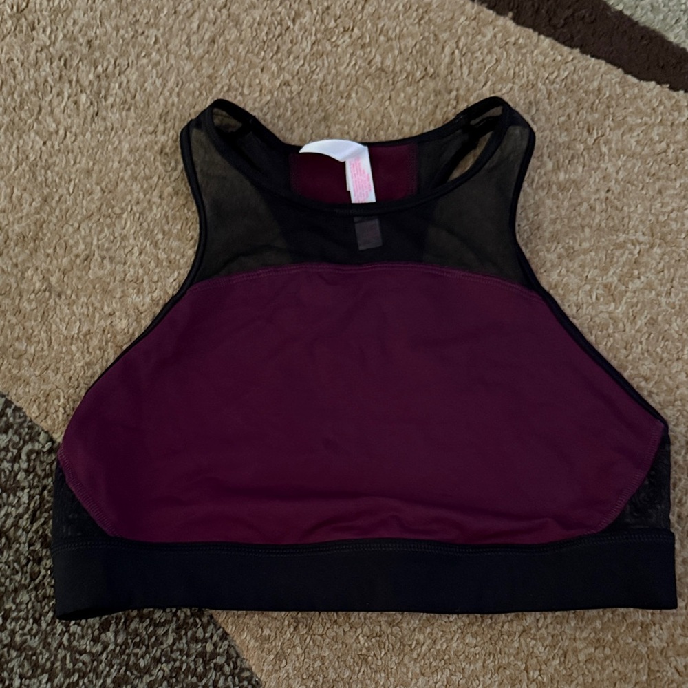 PINK Victoria's Secret Black and Purple Sports Bra